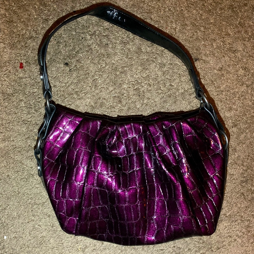 vintage dark purple croc skin Vera Wang purse